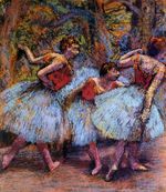 Three Dancers, Blue Skirts, Red Blouses 1903